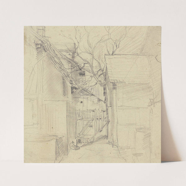 Hofgatter zwischen zwei Häusern by Anton Burger