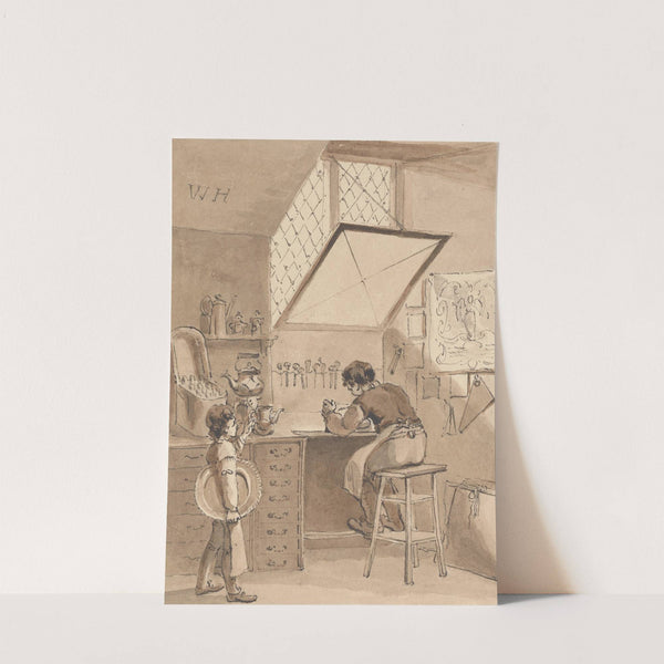 Hogarth Engraving His Master’s Shop-bill the Sign of the Angel (1817) by John Thomas Smith