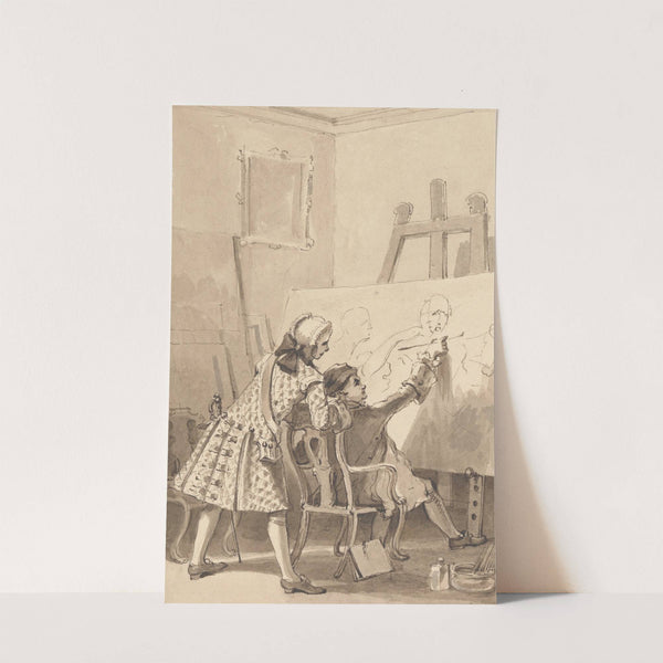 Hogarth painting 'The Lady's Last Stake,' in the Presence of Lord Charlemont by John Thomas Smith