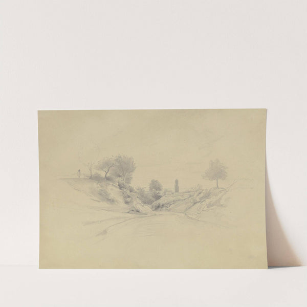 Hohlweg, auf eine Ortschaft zuführend by Jakob Becker