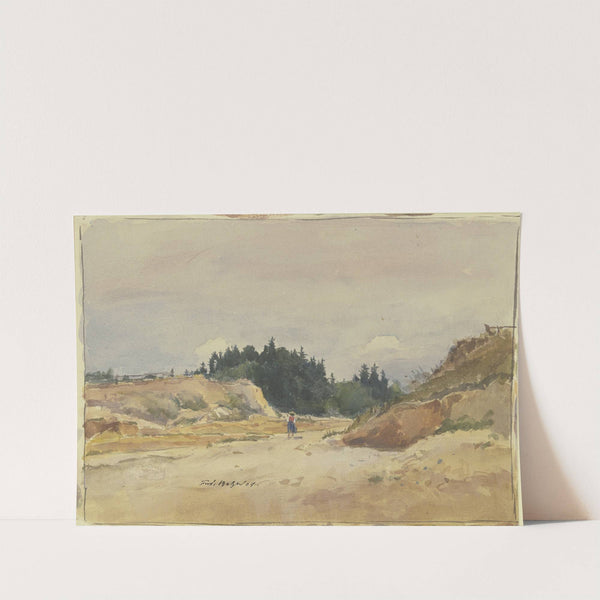 Hohlweg mit sandigem Boden, auf welchem ein kleines Mädchen schreitet by Ferdinand Balzer