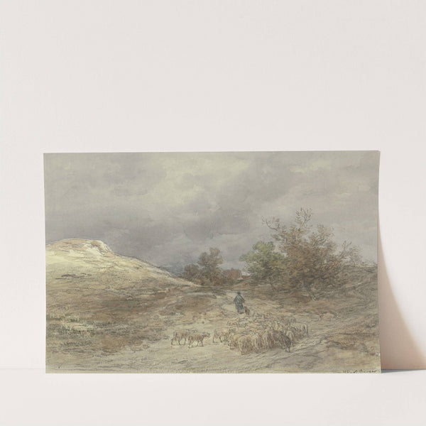 Hohlweg mit Schafherde bei Kelsterbach by Anton Burger