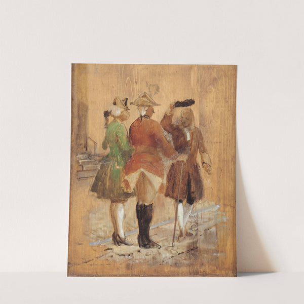 Holberg går af vejen for Jacob von Thyboe og Jean de France by Wilhelm Marstrand