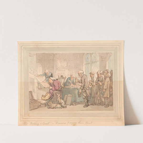 Holding a court, or farmers paying their rent by Thomas Rowlandson