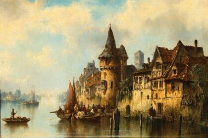 Holländische Flußufer bei Delft