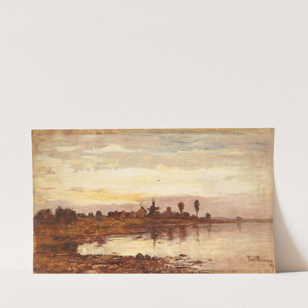 Holländische Kanallandschaft mit Windmühle (1887) by Paul Baum