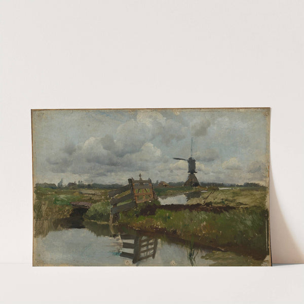 Holländische Landschaft mit Windmühle (1887) by Hermann Baisch