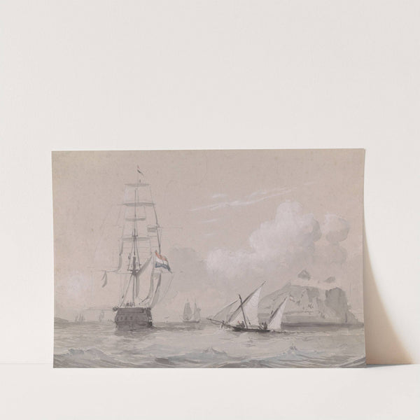 Hollands zeilschip voor de kust van Gibraltar by Willem Anthonie van Deventer
