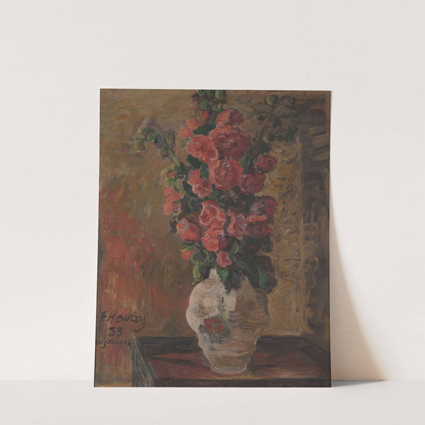 Hollyhocks (still life, jug with hollyhocks) (1933) by Felicjan Szczęsny Kowarski