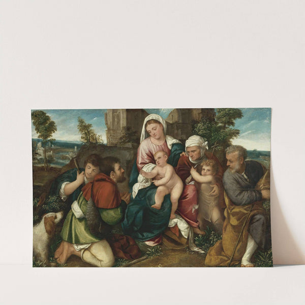 Holy Family With Saint Elizabeth, The Infant St. John, And Two Shepherds by Bonifacio Veronese