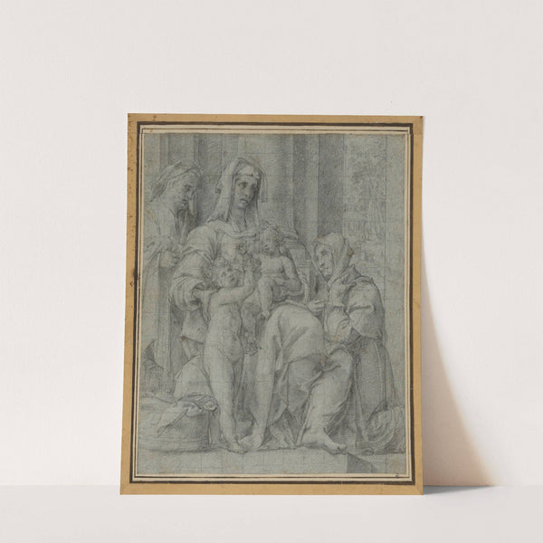 Holy Family with Saint John the Baptist Adored by an Unidentified Figure by Bartolomeo Cesi