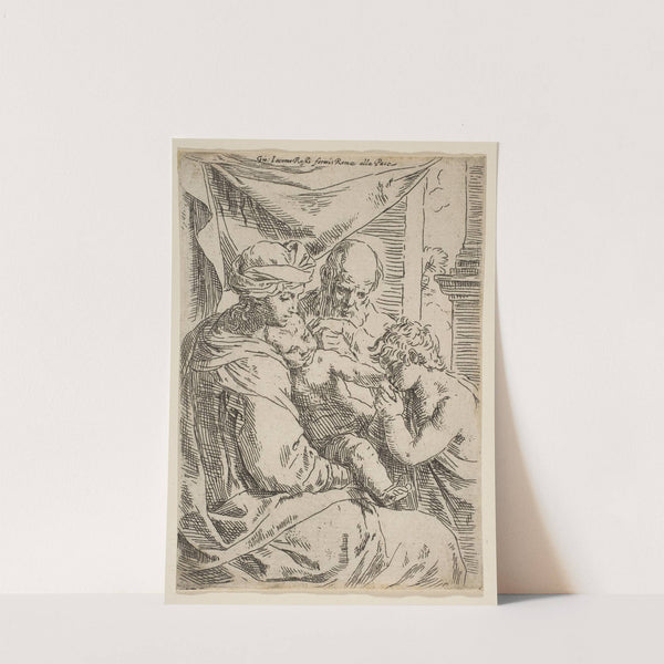 Holy Family with Saint John the Baptist kissing the infant Christ’s hand (ca. 1642) by Simone Cantarini