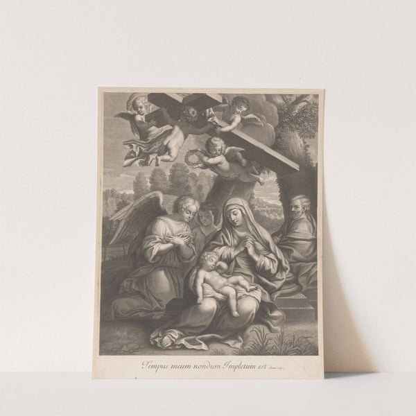 Holy Family with sleeping child adored by angels by Francois de Poilly