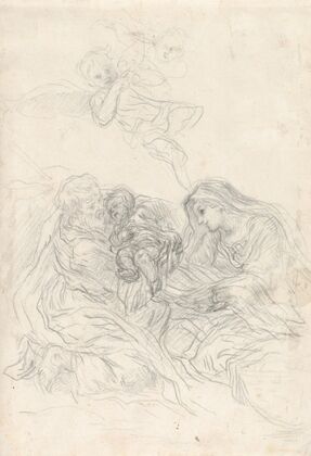 Holy Family with Two Flying Angels
