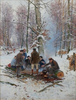 Holzfäller am Feuer