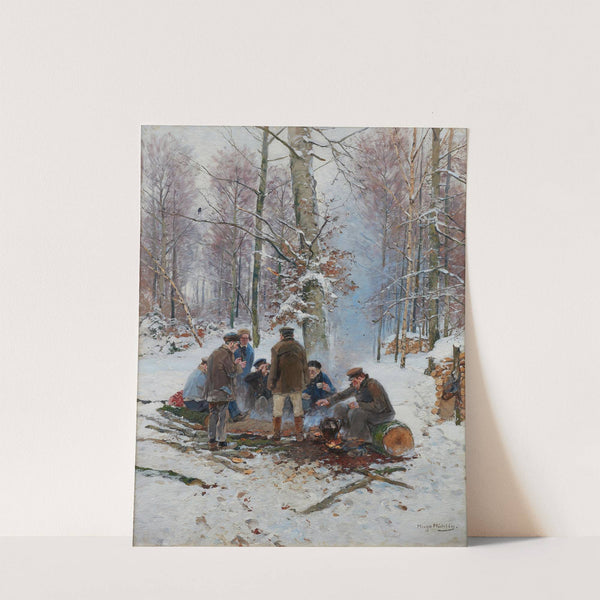Holzfäller am Feuer by Hugo Mühlig