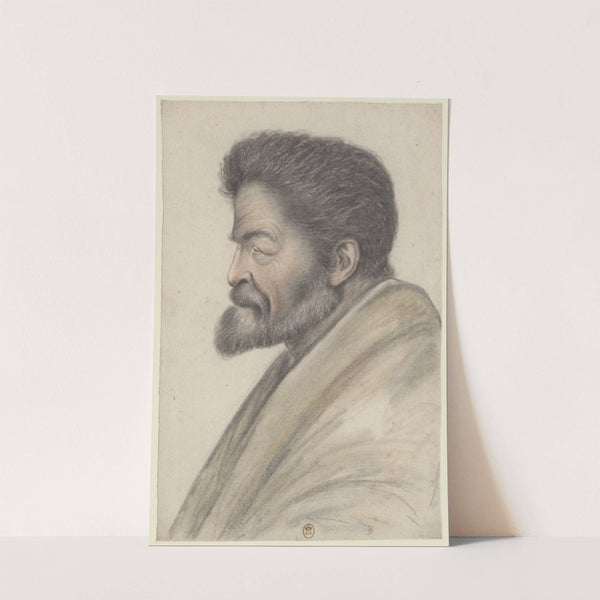 Homme à la barbe courte et aux cheveux courts et raides, vu de profil à gauche by Nicolas Lagneau