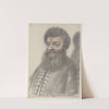 Homme à large barbe en éventail et aux cheveux frisés, portant une veste à brandebourgs, de trois quarts à gauche by Nicolas Lagneau