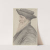 Homme à longue barbe blanche, coiffé d’un bonnet noir à bord relevé, de profil à gauche by Nicolas Lagneau