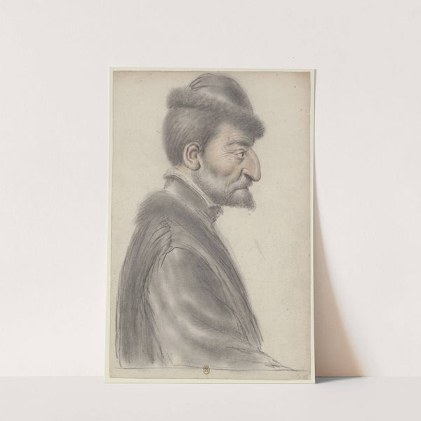 Homme âgé, à la barbe courte, coiffé d’un bonnet bordé de fourrure, de profil à droite by Nicolas Lagneau