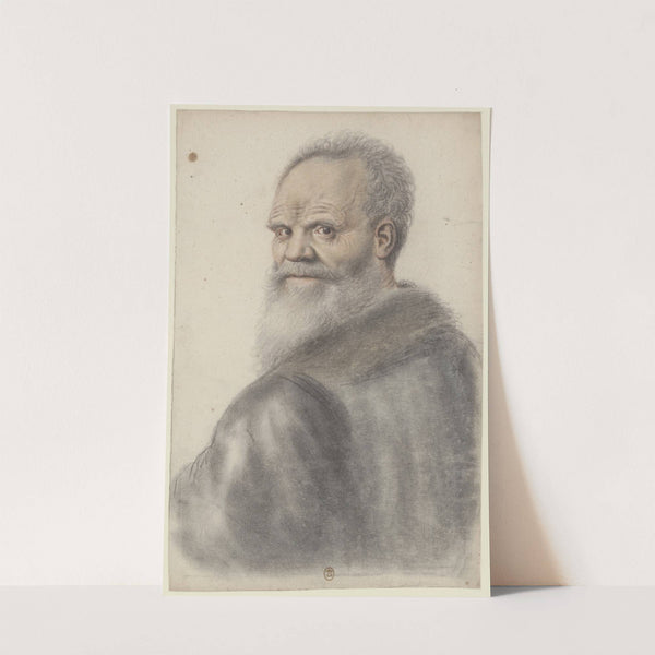 Homme âgé, à longue barbe, de dos, se retournant, la tête vue de trois quarts à gauche by Nicolas Lagneau