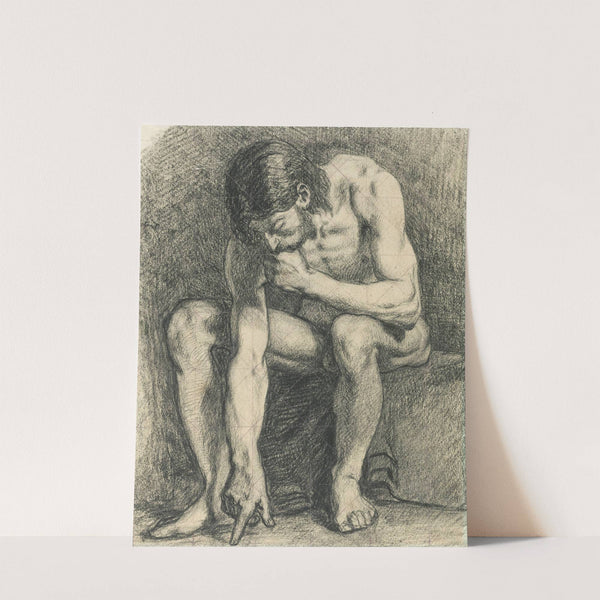 Homme assis nu, écrivant par terre avec son doigt by Pierre Puvis de Chavannes
