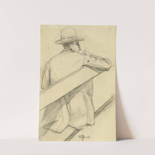 Homme assis sur un banc, vu de trois-quarts dos by Arthur-Joseph Gueniot