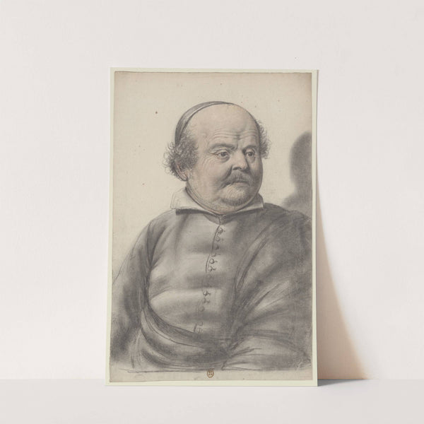 Homme au visage rond, portant moustaches et royale, coiffé d’une calotte, la tête de trois quarts à droite by Nicolas Lagneau