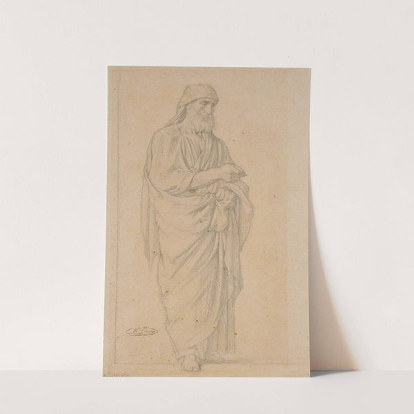 Homme drapé, debout, de trois-quarts à droite by Jean-Hippolyte Flandrin