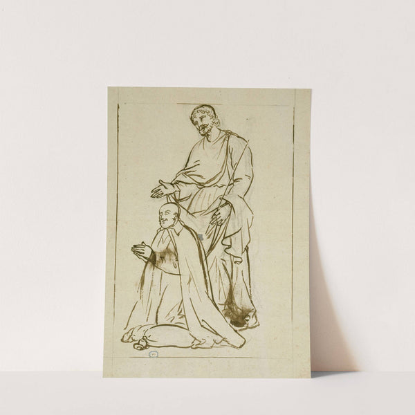 Homme en prière et son saint protecteur by Prosper Lafaye