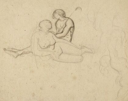 Homme et femme nus assis