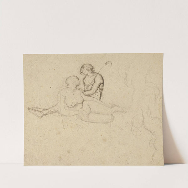 Homme et femme nus assis by Jean-Achille Benouville