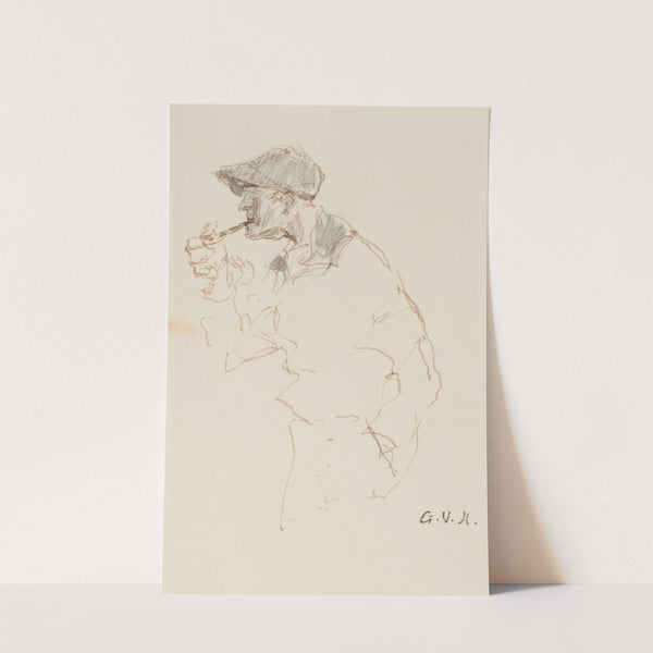 Homme fumant la pipe, coiffé d'une casquette by Georges Hugo