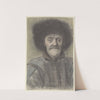 Homme moustachu, portant un bonnet bordé de fourrure, vu de face by Nicolas Lagneau