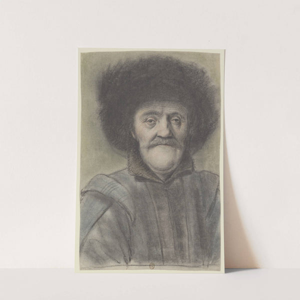 Homme moustachu, portant un bonnet bordé de fourrure, vu de face by Nicolas Lagneau