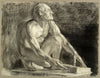 Homme nu accroupi, vers la droite