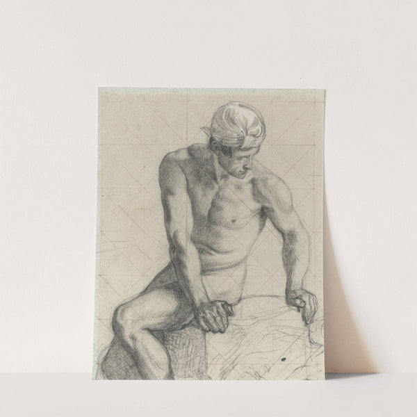 Homme nu assis, coiffé d'un turban by Pierre Puvis de Chavannes