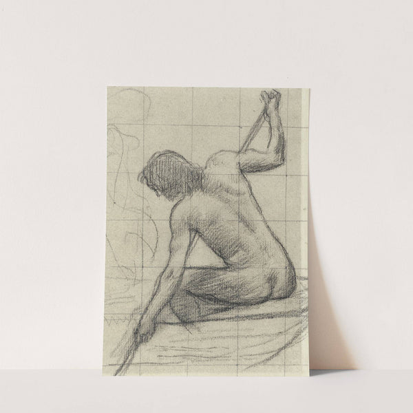 Homme nu assis de dos tenant un bâton by Pierre Puvis de Chavannes