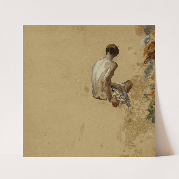 Homme nu, assis, vu de dos by Jean-Achille Benouville