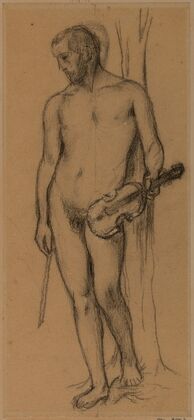 Homme nu, tenant un violon et un archet