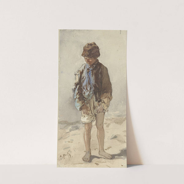 Hongaarse jongen, staande en face, blootsvoets en met een pelsmuts op (1859) by August von Pettenkofen