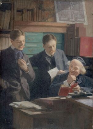 Honoré Champion (1846-1913), libraire-éditeur, entouré de ses fils