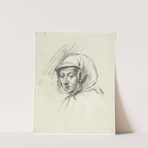 Hoofd van een vrouw met een hoofddoek, naar links by Moses ter Borch