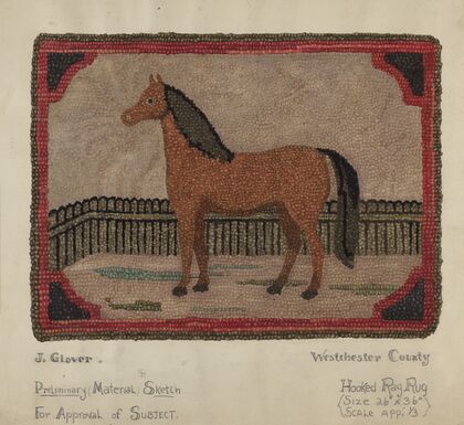 Hooked Rug with Horse