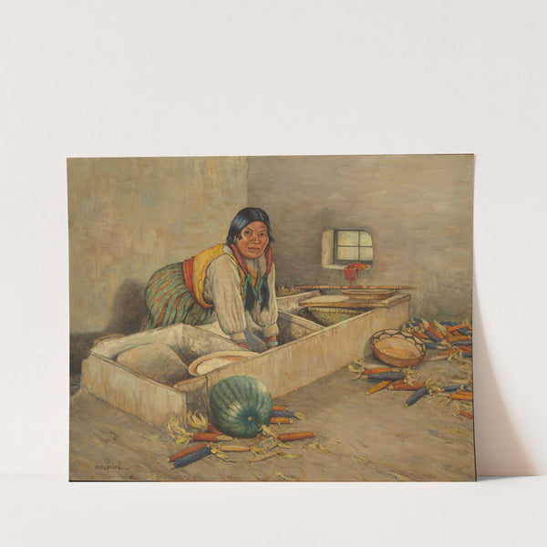 Hopi Woman Grinding Corn by Carl Moon