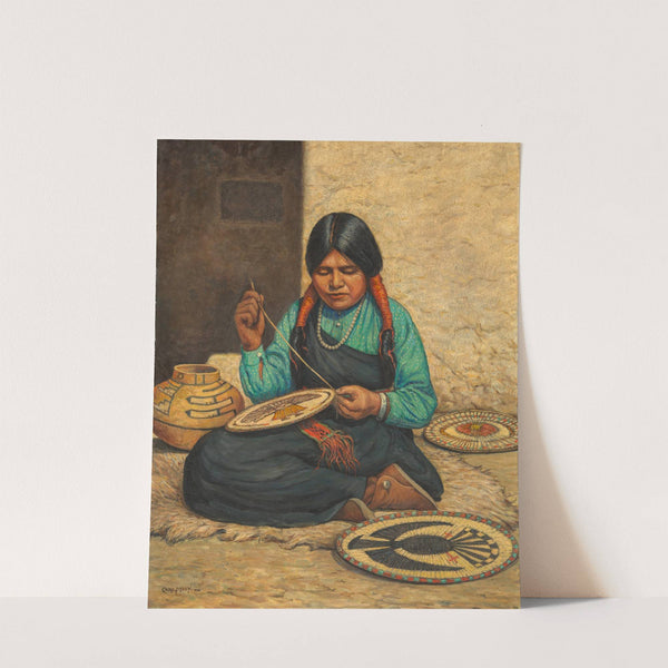 Hopi Woman Weaving Plaques by Carl Moon