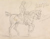 Horse and Rider Walking to Right