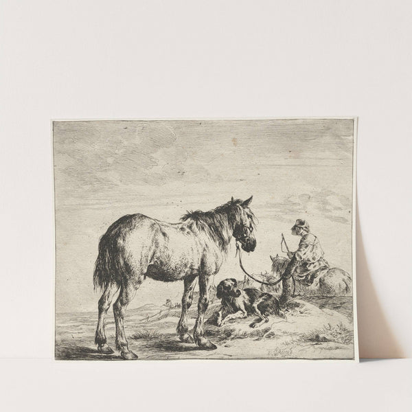 Horse bound to a post by Dirck Stoop