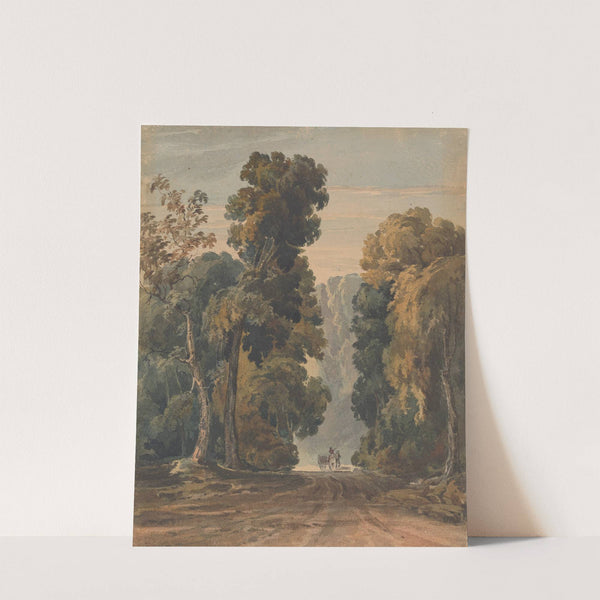 Horse, Cart and Driver on Wide, Tree-lined Lane by Thomas Sully