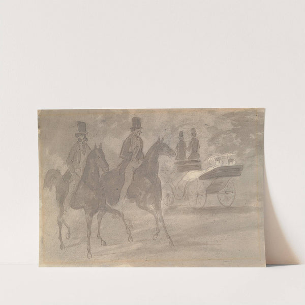 Horse-Drawn Carriages Riding in a Park by Constantin Guys